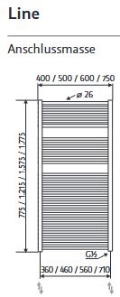 Badheizkörper Line weiss 50x121,5 cm