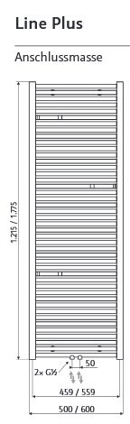 Badheizkörper Line Plus weiss 50x177,5 cm